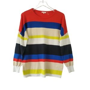 Minnie Rose Sweater Size Small Multicolor Striped Crew Neck Pullover Long Sleeve